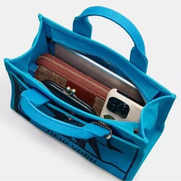 Coach X The Lil NAS X Collab Drop Tote  Bag 26 Limited Edition Blue Crossbody - Picture 9 of 10